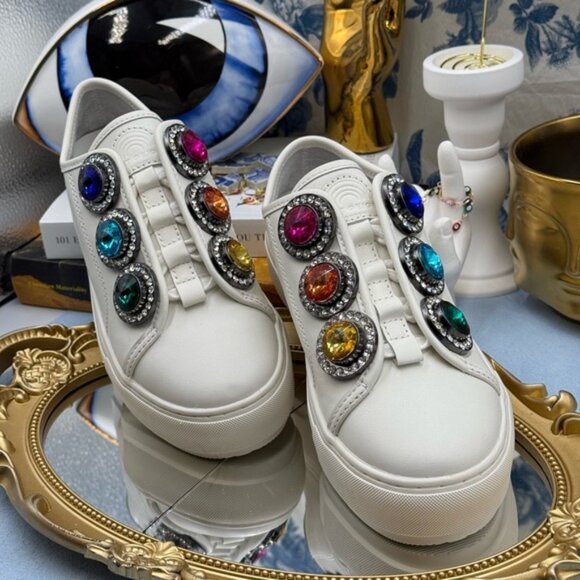 🆕 KURT GEIGER LONDON 🧿 NWOB Laney Octavia Sneaker, White Leather, Sz 36 US 6 - Picture 5 of 16
